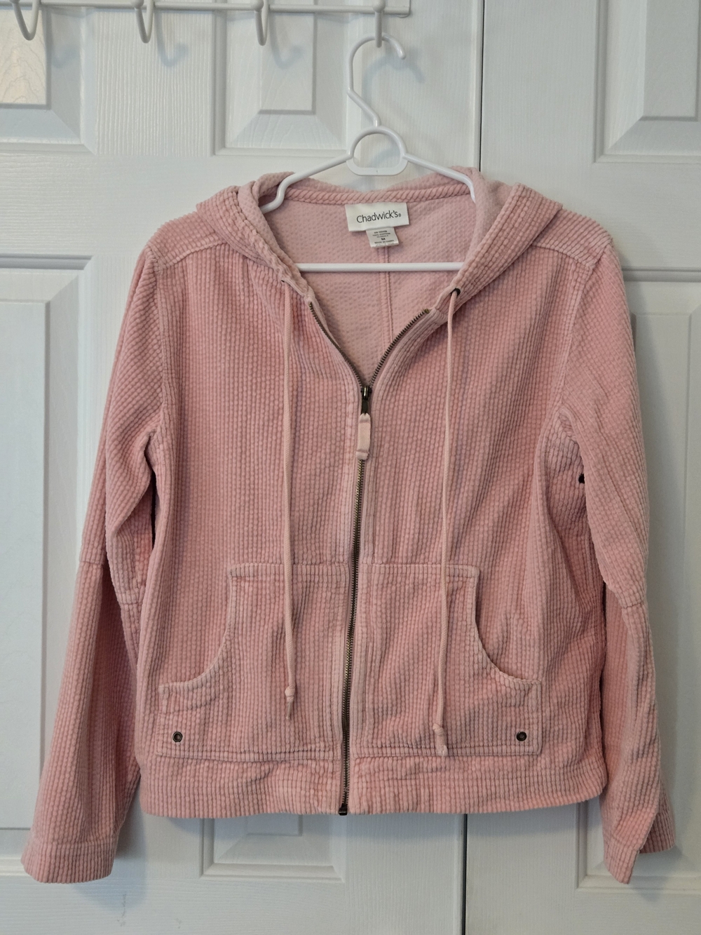 Chadwicks Pink Hooded Zip-Up Corduroy Jacket Size M